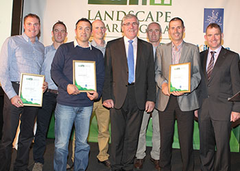 ALCI National award for Best Commercial Maintenance Project Radharc Landscaping receiving a National award from AlCI for best commercial maintenance project. John Kelly receiving the award on behalf of client Boston Scientific Galway.